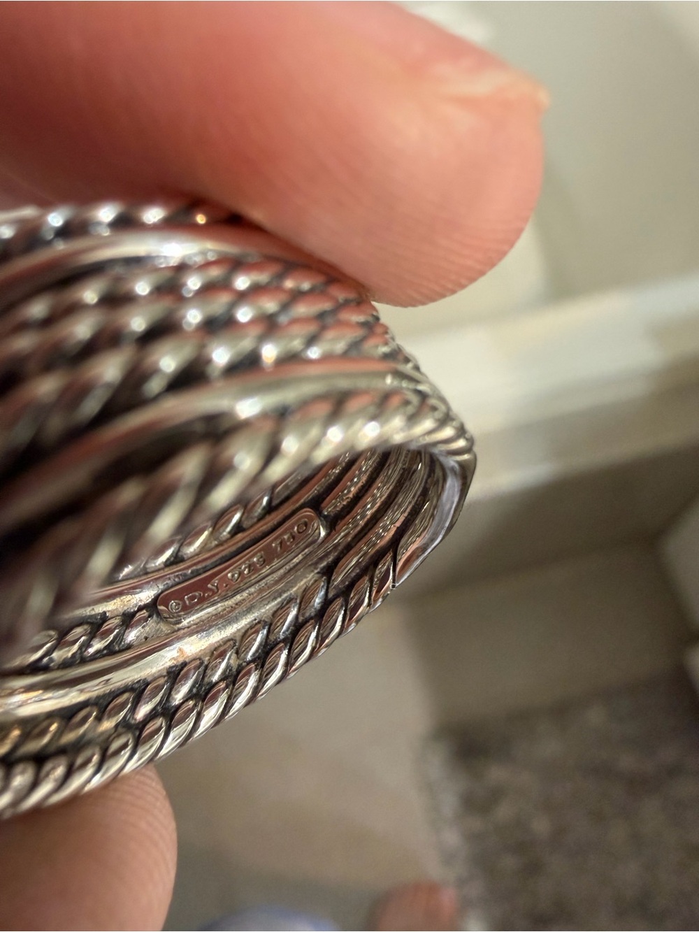 David Yurman Two-Tone Twisted Cable Ring with Gold Accents - Picture 3 of 7
